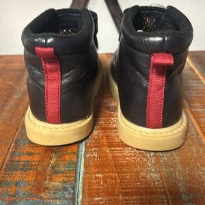 Boys Toddler Black Leather Boots with Multicolor Laces